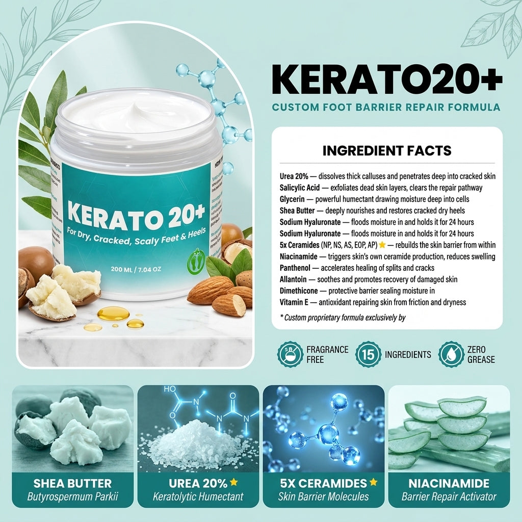 Urea 20% Intense Foot Hydrating Cream For Dry, & Cracked Feet, Non-Greasy