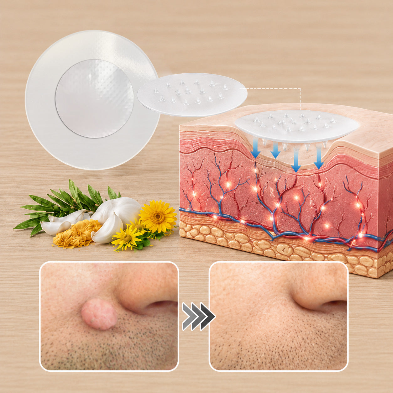 2-in-1 Microneedle & Hydrocolloid Patch🍀| Removes Raised Moles, Acne, Flat Warts & Skin Tags | Helps Improve Wrinkles, Scars & Blemishes | Invisible Patches for Face & Body